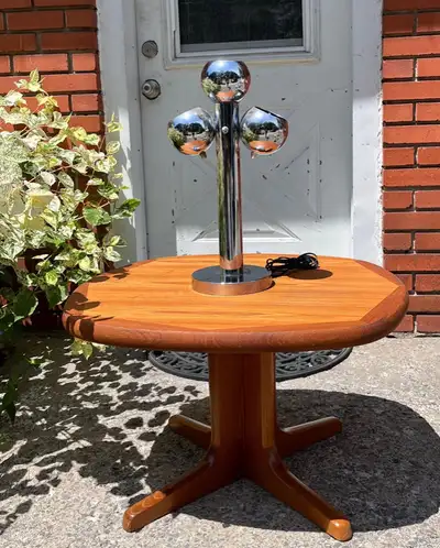 Lampe vintage chrome 1970 3 bulbs rétro table lamp, View more