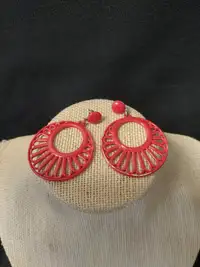 Round Red Earrings