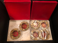 Six vintage Asian brass personal ashtrays with boxes