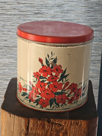 Vintage Floral Tin Kitchen Cannister