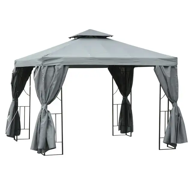 10' x 10' Patio Gazebo Outdoor, Canopy Shelter with Double-tier  in Patio & Garden Furniture in Markham / York Region - Image 3