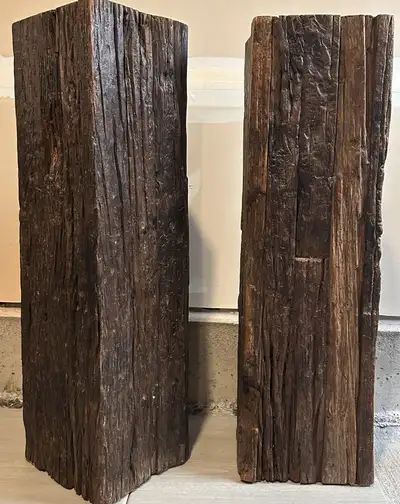 2 colonnes décoratives en bois recyclé massif Artemano 36po, View more