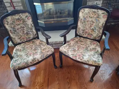 Antique Wood Tapestry Chairs, View more