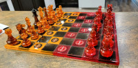 Harley VS Indian chess/checkers  board- hand made