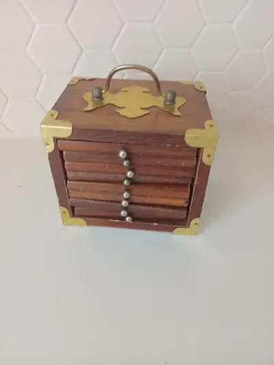 VTG Catalina Wood Cork Coaster Set 8 Drawer Coasters In Chest, View more