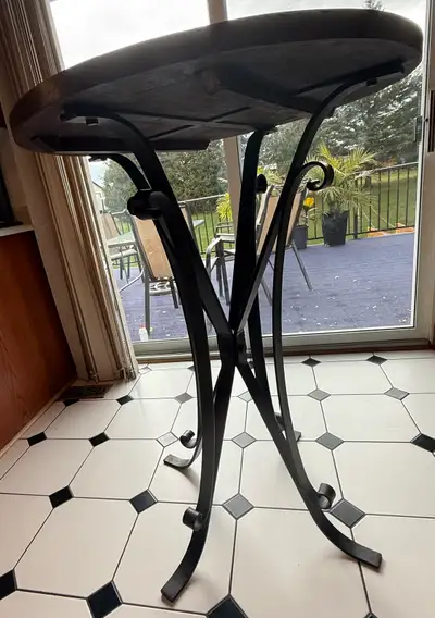  Solid Wood & Wrought Iron Bar Table – Ex-Tavern/Pub Pie, View more