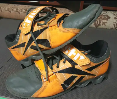 Reebok Cross Fit Lifter Plus Orange Training Squat Olympic Lifting Shoes U-FORM Mens Size 11 US 7/10...