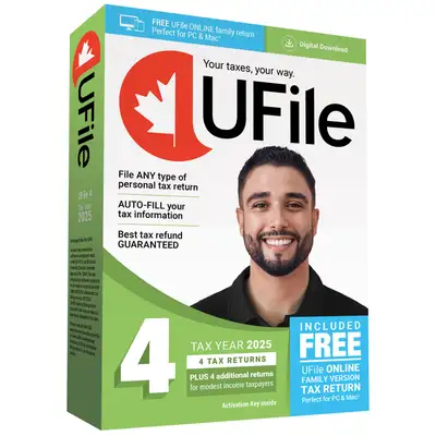 UFile Tax Year 2025, 2 Full Return, 4 Free Returns and online, View more