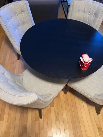 4 grey dining chairs, View more