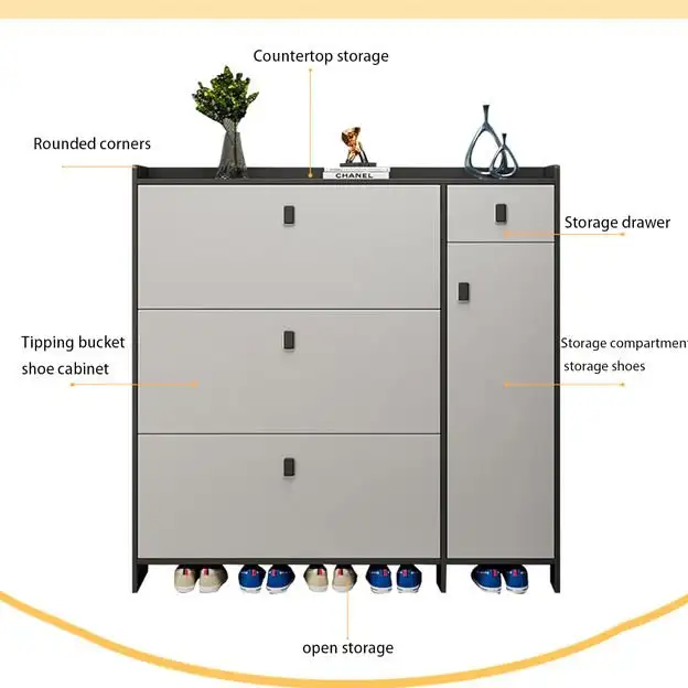 Slim Shoe Cabinet – Modern Entryway Storage Organizer Grey/White in Bookcases & Shelving Units in City of Toronto - Image 8