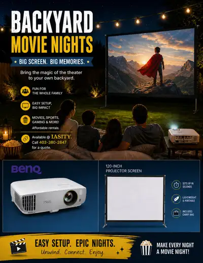 Backyard Movie Nights. We rent Video Projectors and Screens., View more