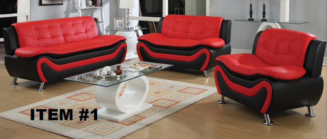 SOFA SET - LEATHER - 3 PIECE SET - ALL BRAND NEW - $699 in Couches & Futons in Oshawa / Durham Region - Image 3