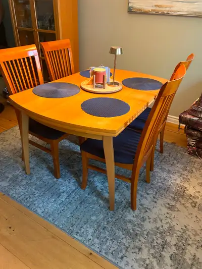 VINTAGE IKEA DINING TABLE & 4 WOOD CHAIRS, View more