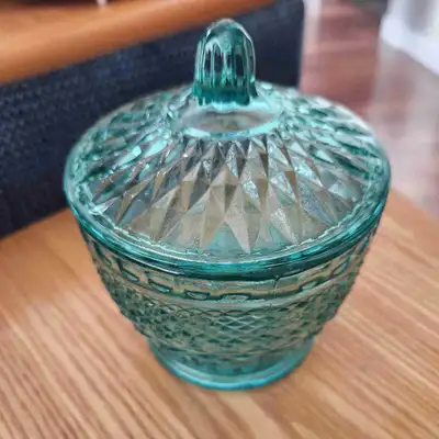 Vintage Teal Indiana Glass Candy Dish  - M, View more
