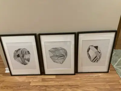 Ikea RIBBA Series - Three Black Frames with Graphic Art, View more