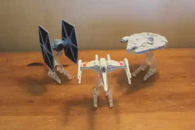 Hi. I have 3 Star Wars starship models by Hot Wheels for sale. Each one is on a plastic stand. They...