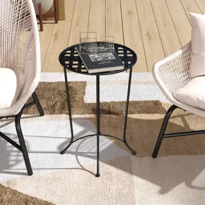 16" Round Outdoor Table, Small Patio Side Table, Metal End Table, View more