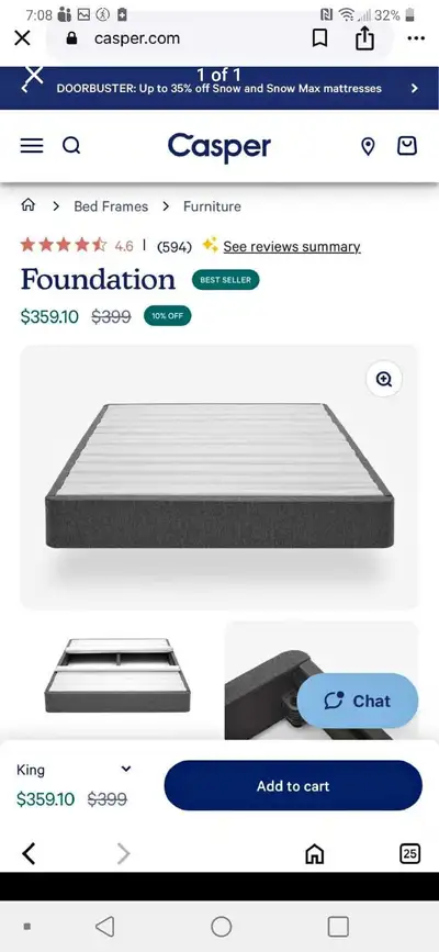 Casper king size bed frame, View more