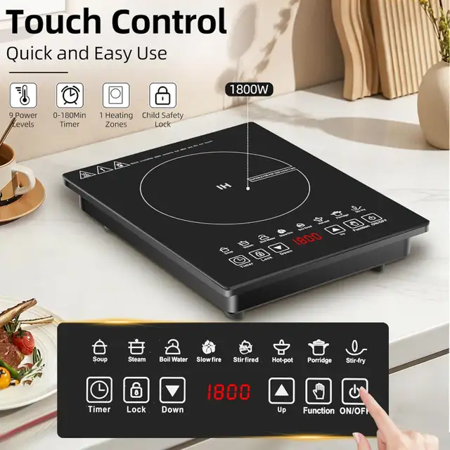 Portable induction Cooktop, 1800W, 9 Power Levels in Stoves, Ovens & Ranges in Longueuil / South Shore - Image 8