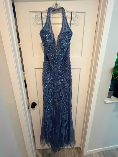 Stunning Baby Blue Beaded Grad/Prom Dress - size 6, View more