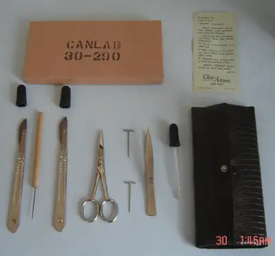 This is a vintage medical scientific dissecting kit manufactured in the 1960's by Clay Adams Inc in...