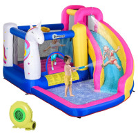 Kids 5 in 1 Inflatable Bounce Castle House, Trampoline Water Sli