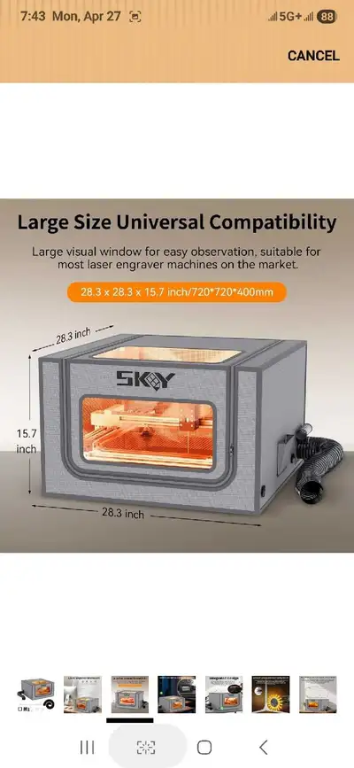 SKOUPHY Integrated Bottom Laser Engraver Enclosure with LED Ligh, View more