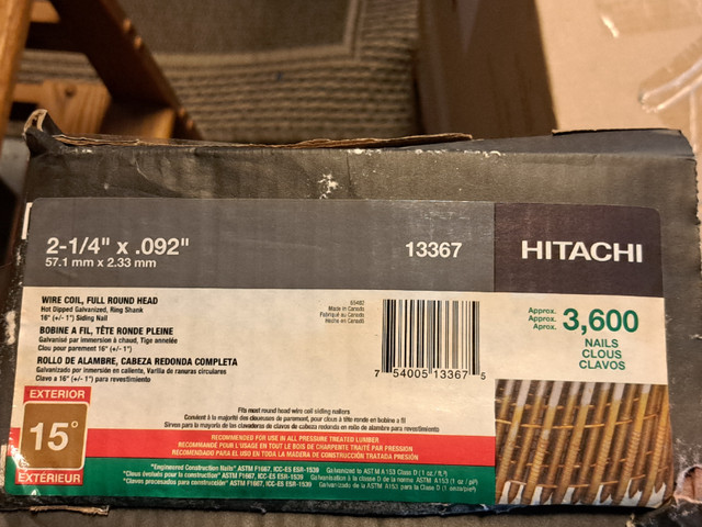 HITACHI SIDING  NAILS/WIRE COILS  2 1/4" X .092" in Hardware, Nails & Screws in Kingston