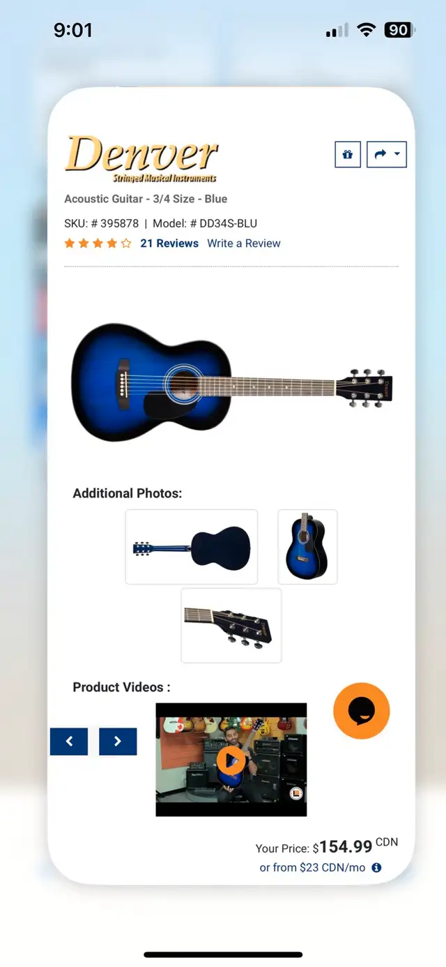 Denver 3/4 Guitar 6 String with soft case. in Guitars in St. Albert - Image 5