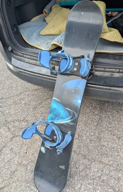 Anthem snowboard with Flow bindings, View more