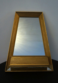 1950's Windsor Angular Gold Wooden Mirror With Shelf