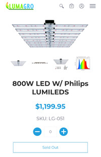 LUMAGRO's 800W LED  Full Spectrum LED light