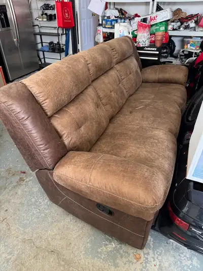 brown faux leather recliner sofa, View more