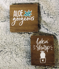 Pair of 2 Cute, Handmade Plant signs 