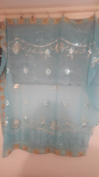 Window Curtains indian Aqua Blue for $10 Only