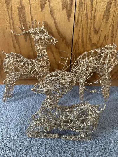 Gold Wire Reindeer Christmas Decorations, View more