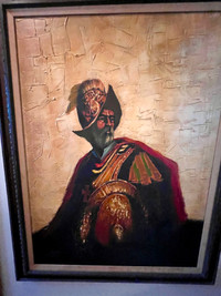 Antique giant oil on canvas Conquistador painting.
