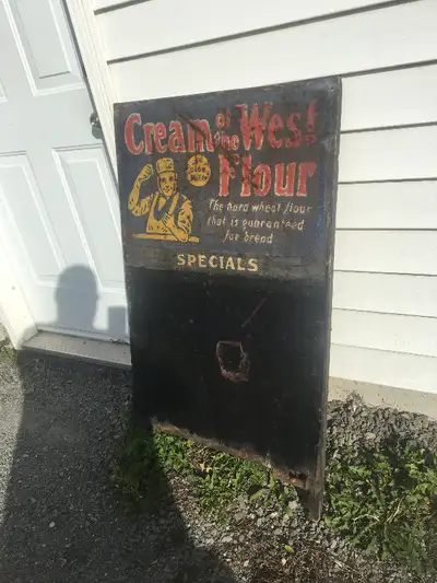 Original 1930's - 1940's TIN CREAM OF THE WEST MENU BOARD/Signs, View more