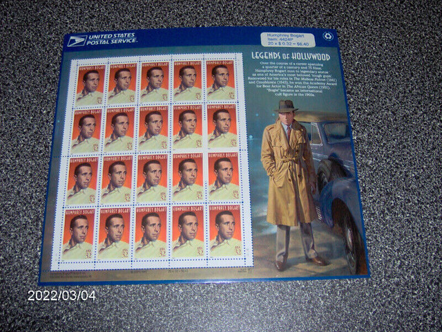 Hollywood Stamp Sheets, Movie Monsters, James  Dean, Bogart in Arts & Collectibles in Markham / York Region - Image 2