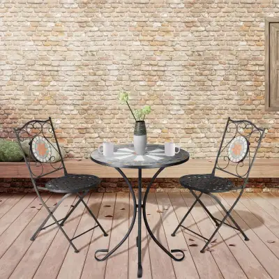 Beautiful Mosaic Table Top: The patio tables for outside is crafted into a unique and elegant multic...