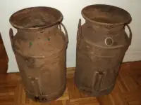 2 ANTIQUE MILK CANS - 1930-40's....PRICE FOR BOTH!!!