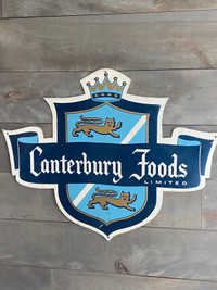 VINTAGE CANTERBURY FOODS METAL ADVERTISING SIGN $65