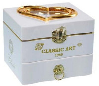 White Music plastic Jewelry Box Hearts ballerina mirror YL2047-2