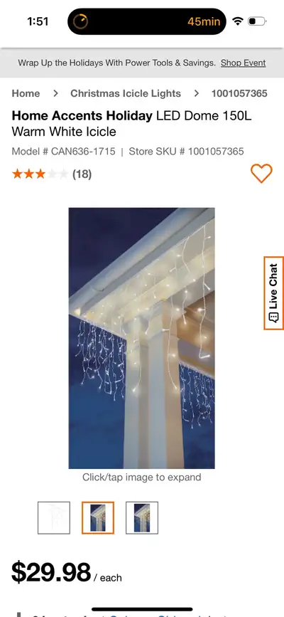 Christmas lights - 150 Warm White Dome LED Icicle Lights , View more