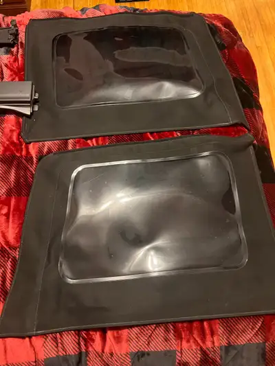2 soft top rear windows and rails for a 4 door jeep wrangler jk Good condition