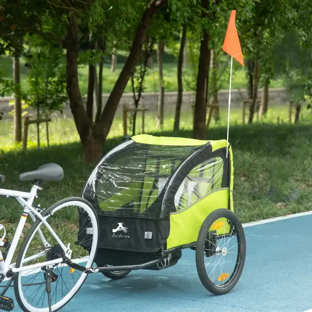  2 Seat Bike Trailer for Kids, Baby Stroller with Storage Bag in Strollers, Carriers & Car Seats in Markham / York Region - Image 9