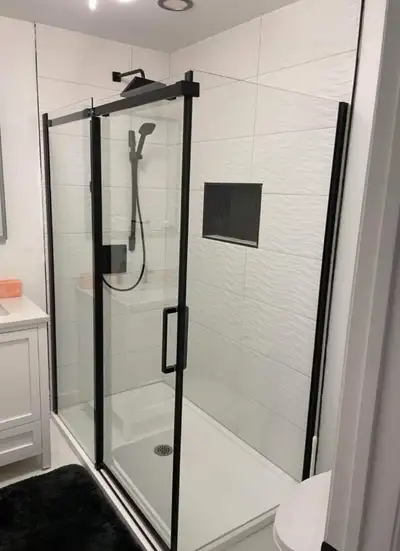 Installation portes de douche / Shower door installation, View more