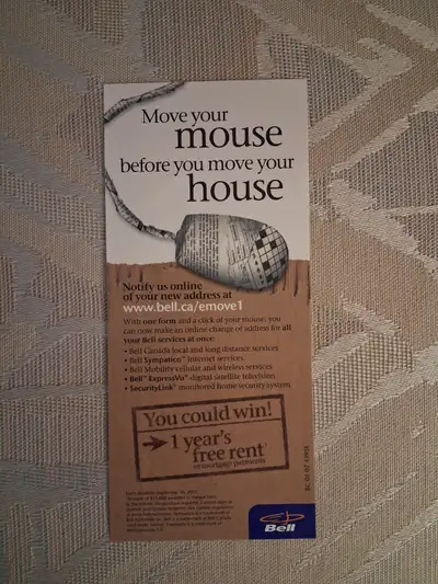 Vintage 2001 Bell Canada "Move Your Mouse" Marketing Flyer, View more