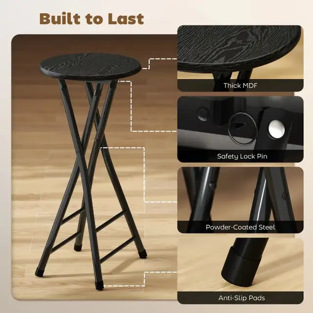 Foldable Barstool, Counter Height Bar Stool w Footrest and S in Chairs & Recliners in Markham / York Region - Image 8