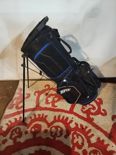 Golf Bag Blue Black TPS carry, strap & stand - good working condition no damage all zippers and pock...